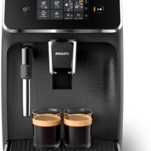 Philips 2200 Series Fully Automatic Espresso Machine, Classic Milk Frother, 2 Coffee Varieties, Intuitive Touch Display, 100% Ceramic Grinder, AquaClean Filter, Aroma Seal, Black (EP2220/14)