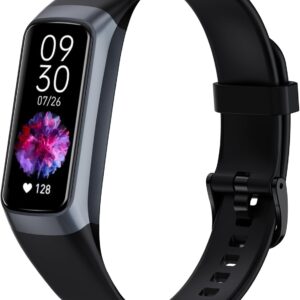 Fitness Tracker with 24/7 Heart Rate, Blood Oxygen Blood Pressure Sleep Monitor, Activity Trackers IP68 Waterproof,Step Calorie Counter Pedometer Health Smart Watch for Women Men (Black)