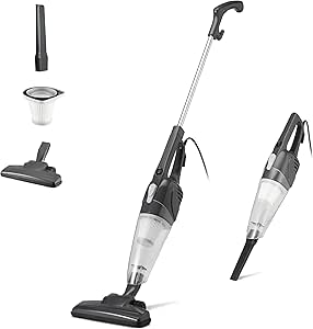Amazon Basics Electric Broom with Wire, Multifunction 2-in-1, ECO Motor, HEPA Filter, Ultra Light, Black