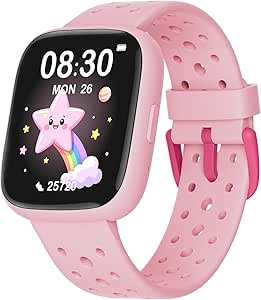 TICTIKY Kids Watch for Girls 5-12, Kids Fitness Watch with Step Counter, Pedometer, 80 Sports, Kids Smart Watch No Phone Needed, Heart Rate, Sleep Monitor, Waterproof, Games with Parental Control