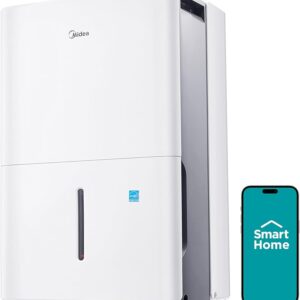 Midea 4,500 Sq. Ft. Energy Star Certified WiFi Enabled Dehumidifier With Reusable Air Filter 50 Pint 2019 DOE (Previously 70 Pint), Ideal For Basements, Large & Medium Sized Rooms, Bathrooms (White)