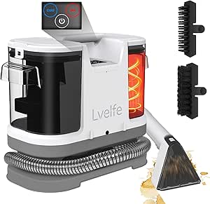 Lvelfe Carpet Cleaner Machines, 450W Multi-Purpose Portable Spot Cleaner, Touchscreen Buttons, Hot Water, Upholstery Cleaner, Remove Stains from Pet, Carpets, Sofa, Stairs, Upholstery, Car Seats
