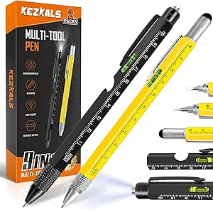 KEZKALS Stocking Stuffers for Men, 9 in 1 Multitool Pen Gifts for Men, White Elephant Gifts for Adults, Mens Stocking Stuffers for Adults Teens, Mens Gifts for Dad Him Boyfriend, Dad Christmas Gifts