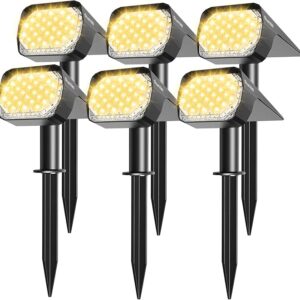 Solar Spot Lights Outdoor 6 Pack, Upgrade Led Outdoor Light Solar & Type C Powered