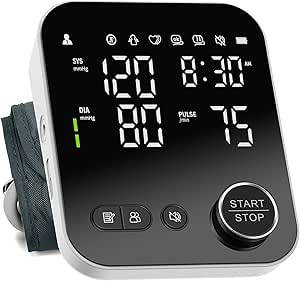Blood Pressure Machine for Home Use, Adjustable 8.7"-16.5" Upper Arm Cuff Dual User Mode Voice Broadcast LED Backlit Display Monitor with Storage Bag