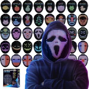 Quntis 698LED Halloween Mask,80 Pattern Glowing LED Halloween Digital Luminous Mask,Unisex Face Transforming Mask for Cosplay