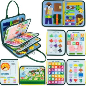 BONNYCO Montessori Busy Board Felt Montessori Educational Games Box, Sensory Panel Children Board | Children's Games 1 2 3 4 5 6 Years Old Gift Child Girl Boy Book Birthday Christmas
