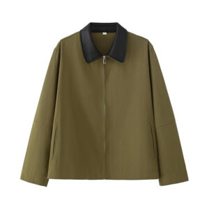 Olive Green Casual Street Leather Jacket