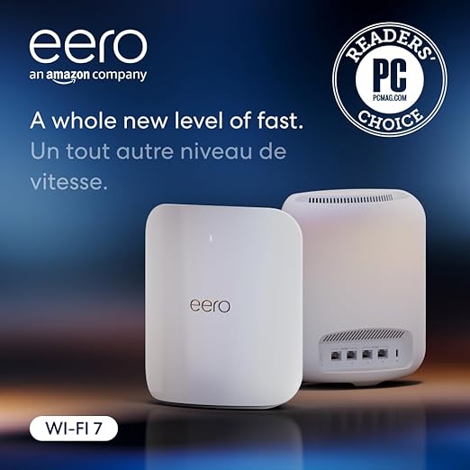 Amazon eero Max 7 mesh wifi system (newest model) - Supports internet plans up to 10 Gbps, Coverage up to 460 m², Connect 500+ devices, 2-pack