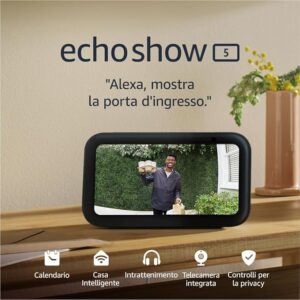 Echo Show 5 (Newest gen) | Smart display and alarm clock with clearer sound | Charcoal