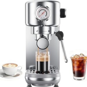 Espresso Machine Upgrade, 20 Bar Compact Espresso Coffee Machine with Milk Frother