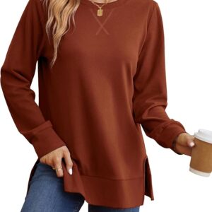 Sweat-shirt pour femmes fente latérale automne mode 2025 chemises à manches longues tendance maintenant