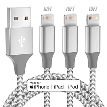 Apple MFi Certified iPhone Charger 3pack 10FT