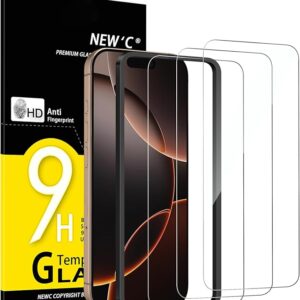NEW'C 3 Pack Designed for iPhone 17, 17 Pro, iPhone 16 Pro Screen Protector (6.3 inches)