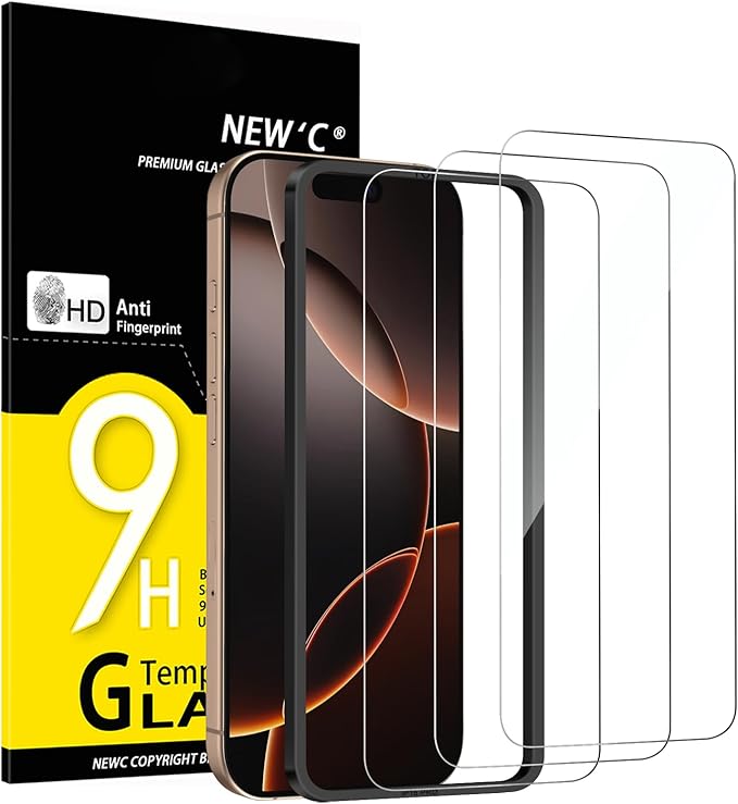 NEW'C 3 Pack Designed for iPhone 17, 17 Pro, iPhone 16 Pro Screen Protector (6.3 inches)