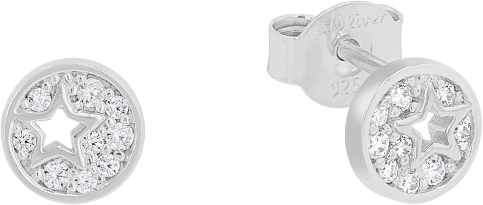s.Oliver Stud Earrings 925 Sterling Silver Girls Children's Earrings with Synthetic Zirconia Star Comes in Jewellery Gift Box