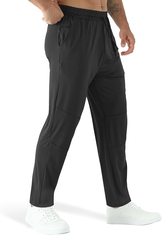 Men's Tapered Gym Joggers with Pockets Lightweight Sports Running Trousers