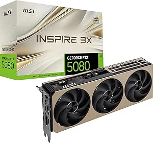 MSI NVIDIA GeForce RTX 5080 16G Inspire 3X OC Carte Graphique 16 Go GDDR7 (30 Gb/s/256 Bits)