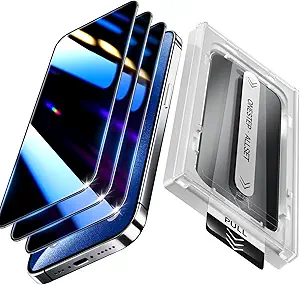 3 Pack Privacy Tempered Glass Screen Protector for iPhone 16 Pro [6.3 Inch] with Auto-Alignment Kit, Auto Dust