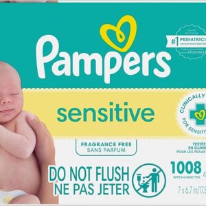 Pampers Baby Wipes Sensitive Perfume Free 12X Pop-Top Packs