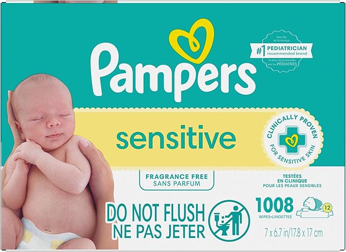 Pampers Baby Wipes Sensitive Perfume Free 12X Pop-Top Packs