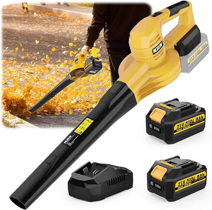 21V Cordless Leaf Blower with 8.0Ah Max Battery and Charger (2 x 4ah