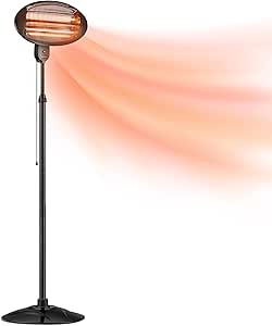 DONYER POWER 2KW Electric Quartz Garden Patio Heater Waterproof Freestanding Outdoor