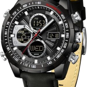 Watches for Men 3 Time Zones Countdown Stopwatch Alarm LED Light