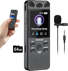 96GB Digital Voice Recorder 110 Hours Recording Device with External Microphone
