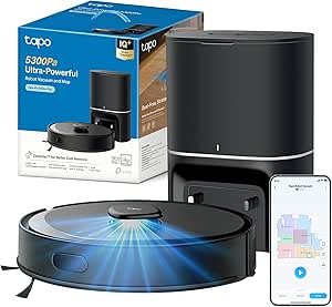 Tapo RV30 Max Plus Robot Aspirapolvere Lavapavimenti con Mappatura 5300Pa
