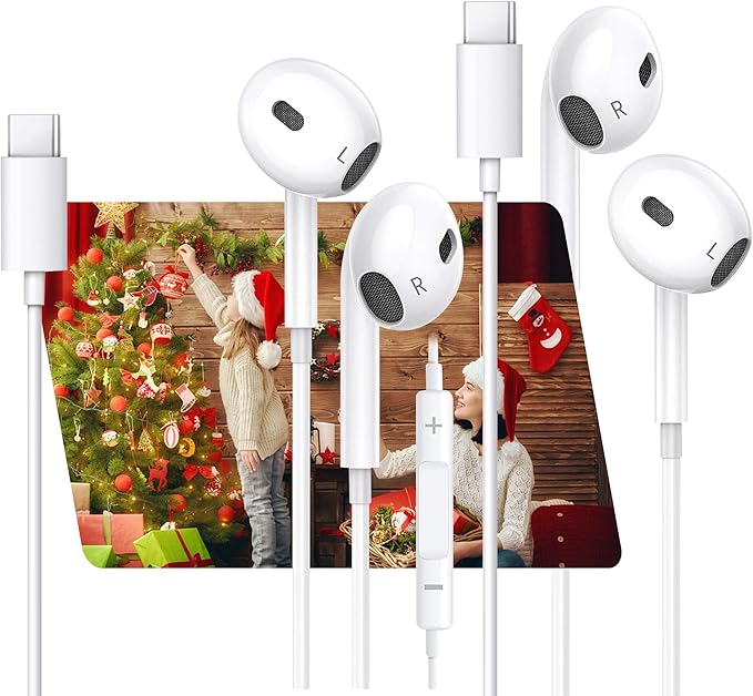 USB C Headphones, 2 Pack USB Type C Earphones for iPhone 17 HiFi Stereo Noise Earbuds reduction with Mic&Volume Control for iPhone 16 pro, i Pad Pro, Galaxy S23/S22/S21/S20/Ultra Note 10/20, Pixel 7/6