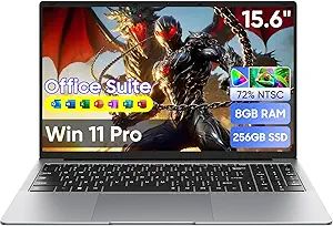 15.6" Laptop Computer, Win 11 Pro Laptops with 8GB RAM 256GB SSD