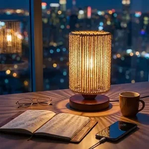 Small Rattan Table Lamp for Bedroom