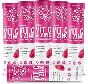 Vitamin C 1000mg & Zinc 15mg Raspberry Flavour Effervescent Tablets