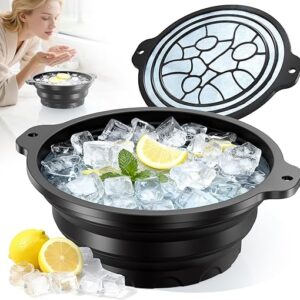 Face Bowl for Ice with Built-in Ice Tray – Collapsible Silicone Facial Ice Bath Bowl for Cold Plunge Therapy