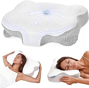 Memory Foam Pillow for Neck Pain, Ergonomic Side Sleeper Cervical Pillow