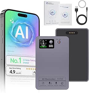 AI Voice Recorder, ToyGem 64G Dictaphone for Lectures Meetings Calls