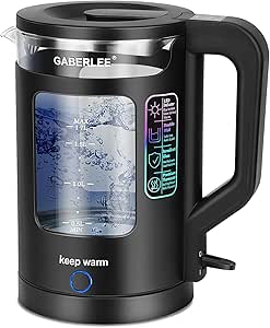 Electric Kettle, 1.7L, 3000W Fast Boil Quiet Glass Kettle with Blue LED