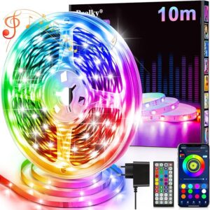 Striscia LED, 10 Metri Multicolor Luci Camera da Letto, Bluetooth APP Controllato RGB Strisce LED