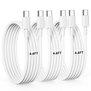 USB C to USB C Cable [3Pack-6.6FT] 60W Fast Charging Type C Data Charger Cable for iPhone 17/16/15 Series