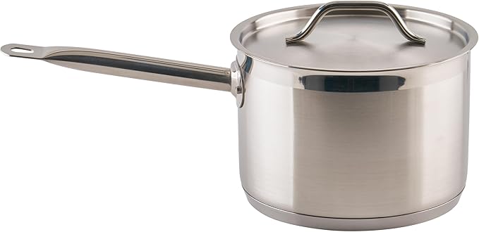 Winco Heavy-Duty Stainless Steel Sauce Pan with Cover, 4.5 Quart