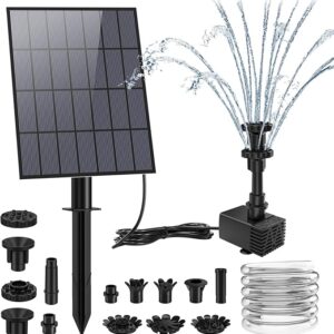 AISITIN 3.5W Solar Fountain Pump, Upgrade DIY Solar Panel Fountain with 4.9FT Water Pipe Pump with 16 Nozzles Sprays Elegant Water Feature for Bird Bath