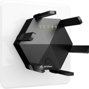 WiFi Extender, WiFi Booster Better WiFi Coverage with 6 Antennas Signal Range up to 12880 Sq.ft and 45 Devices