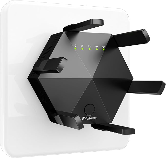 WiFi Extender, WiFi Booster Better WiFi Coverage with 6 Antennas Signal Range up to 12880 Sq.ft and 45 Devices