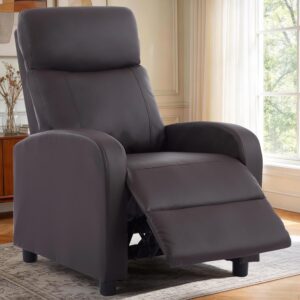 Push Back Modern Recliner Chair, Leather Armchair Push Back Recliner
