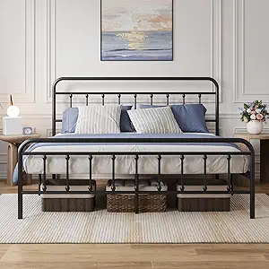 Avenco King Size Metal Bed Frame with Headboard
