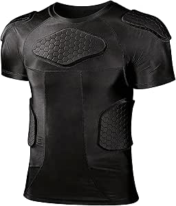Men Padded Proctective Shirt 6-Pads Chest Rib Protector Padded Football Shirt